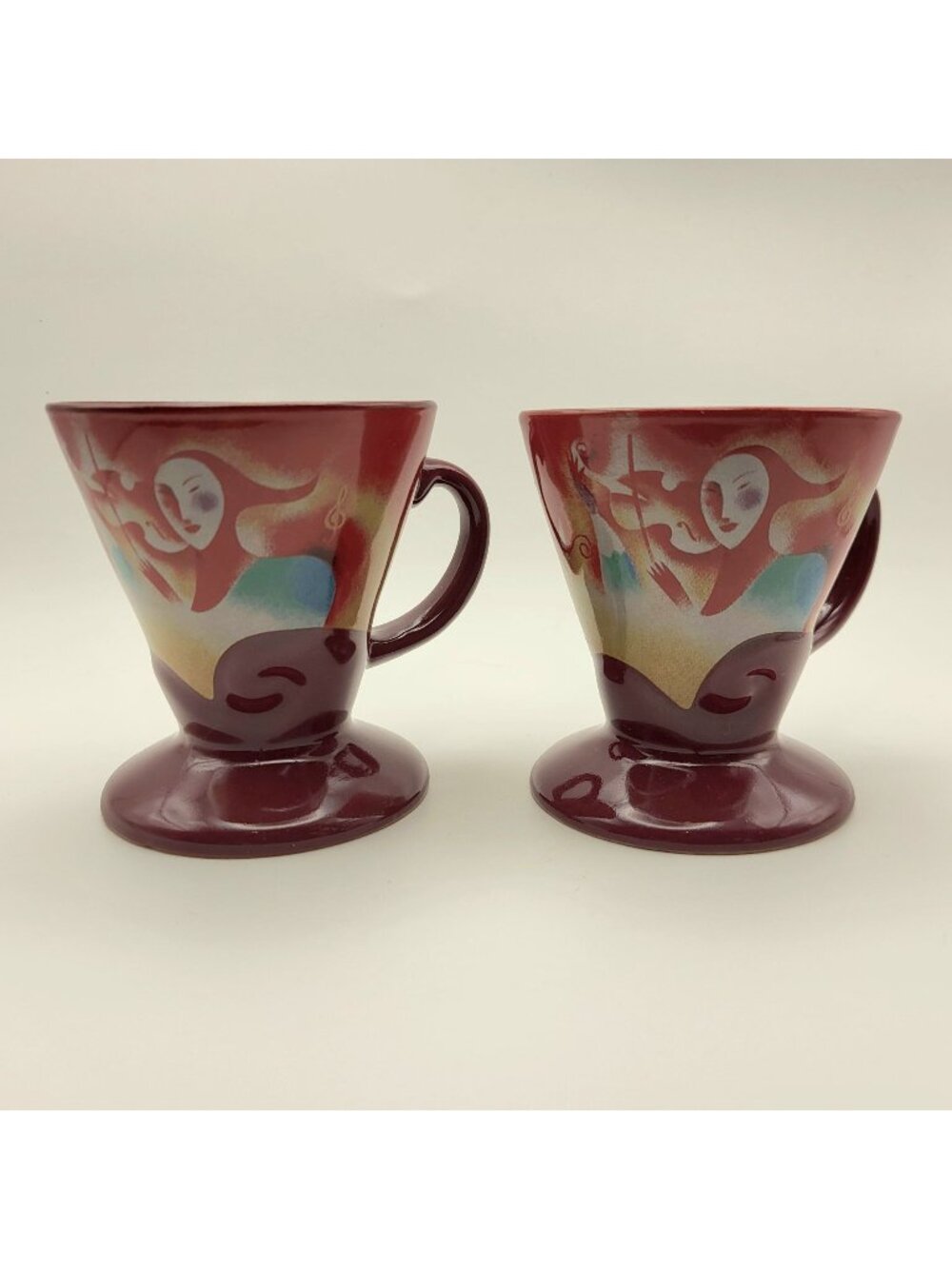 Vintage Frangelico Liqueur Demitasse Cups Harlequin design Linda Frichtel 1999
